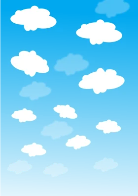 Serene Sky Symphony: Soft White Clouds Floating in Azure Blue Clipart Landscape