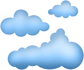 Soft Blue Sky Companions: A Whimsical Cloud Clipart Collection of Various Sizes
