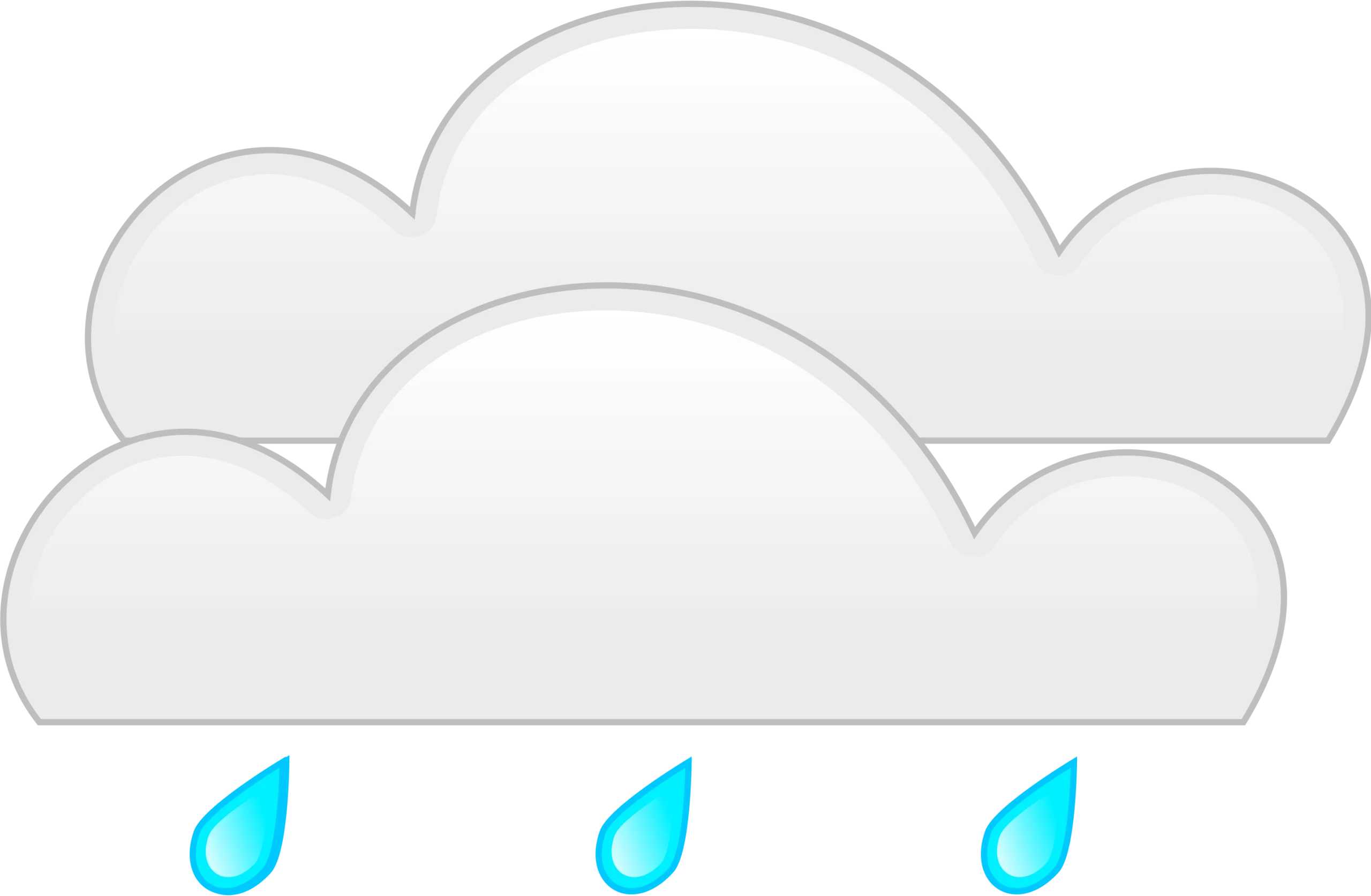 Soft Gray and Blue Rainy Clouds Minimalist Clipart Design for Weather Illustrations