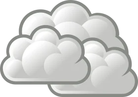 Soft Gray Overlapping Cloud Clipart Illustration with Subtle Shading