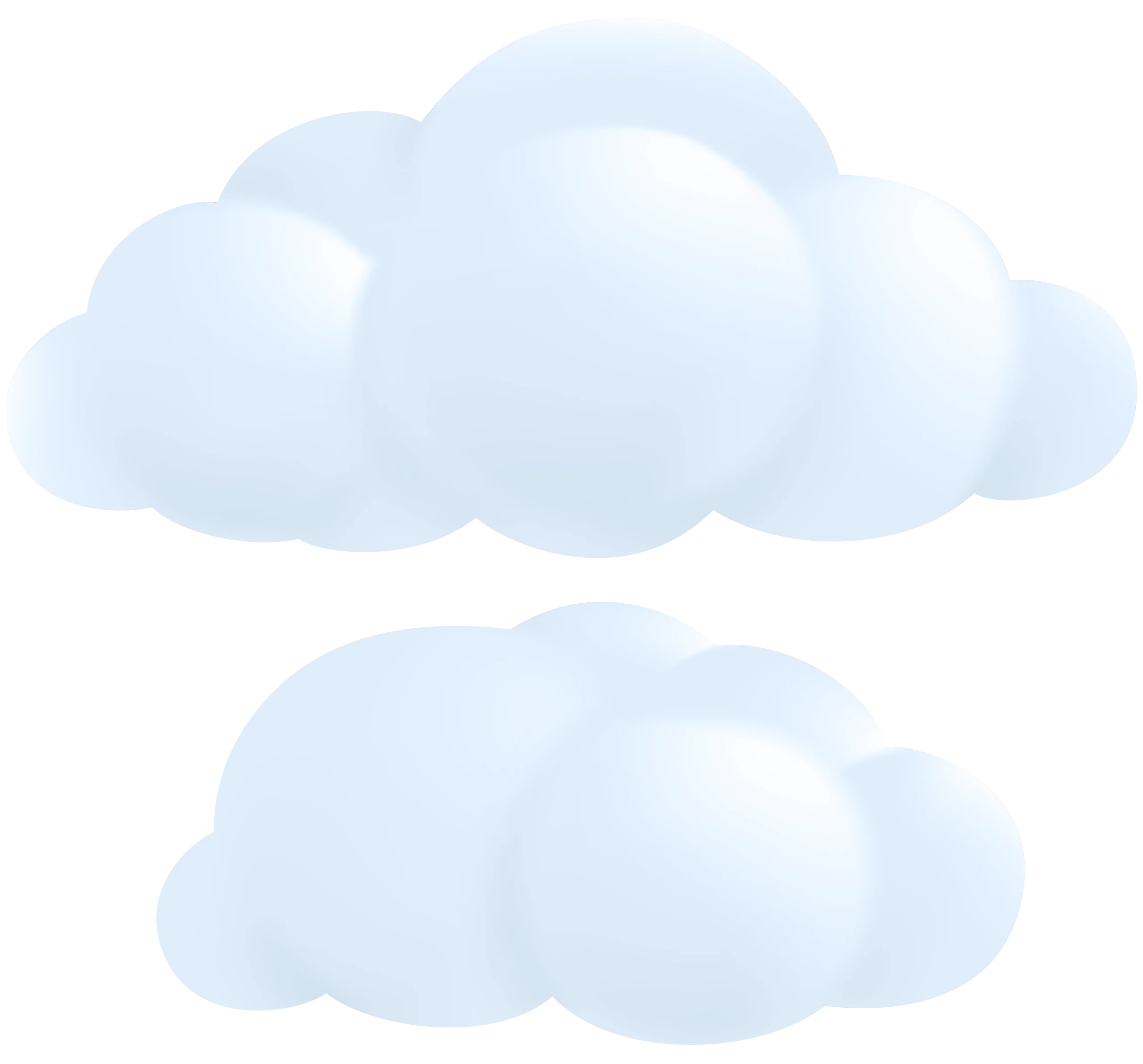 Soft Pastel Blue Cumulus Clouds Clipart Collection for Digital Design