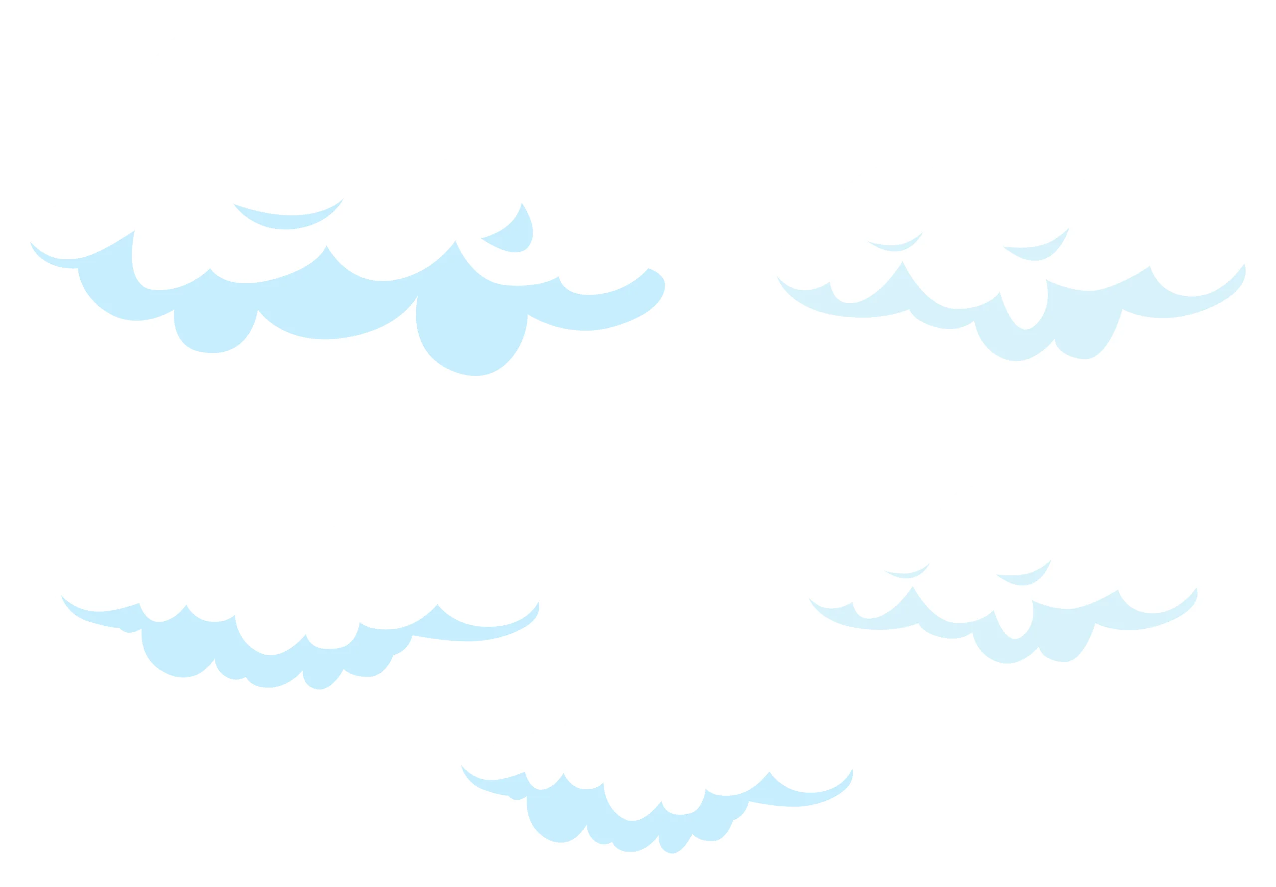 Soft Pastel Blue Sky Clouds Clipart Design for Digital Projects