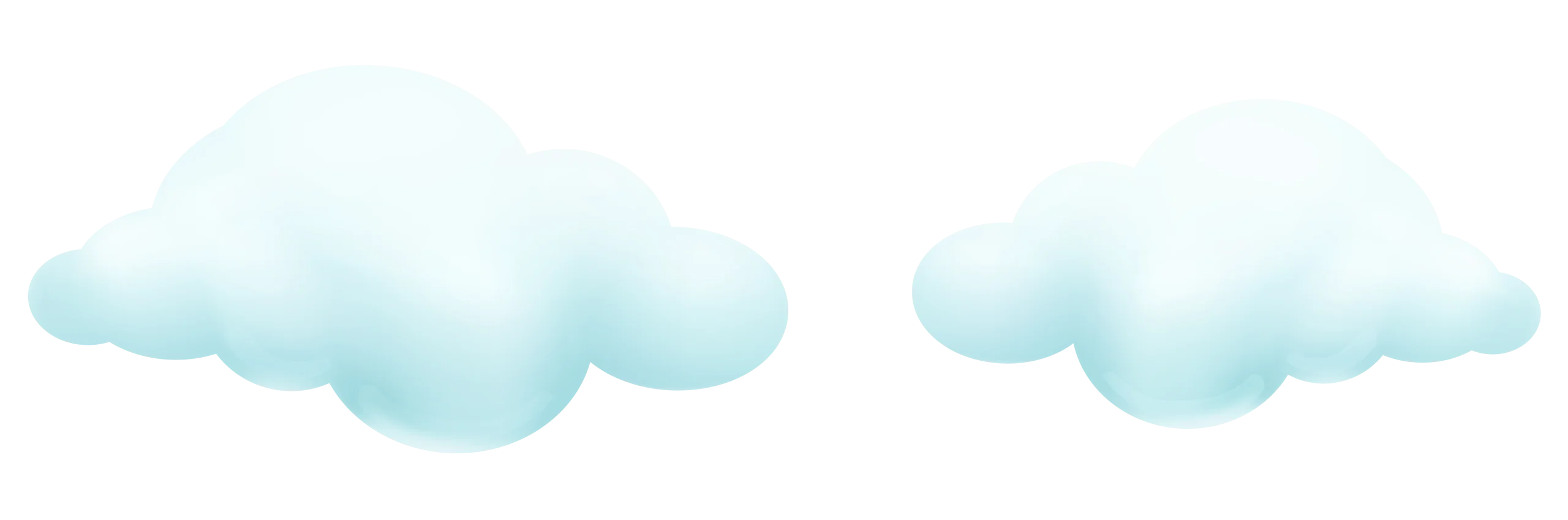 Soft Pastel Blue Watercolor Clouds Clipart - Ethereal Sky Elements
