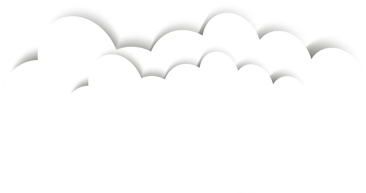 Soft White Paper-Cut Style Fluffy Cloud Clipart Design Element