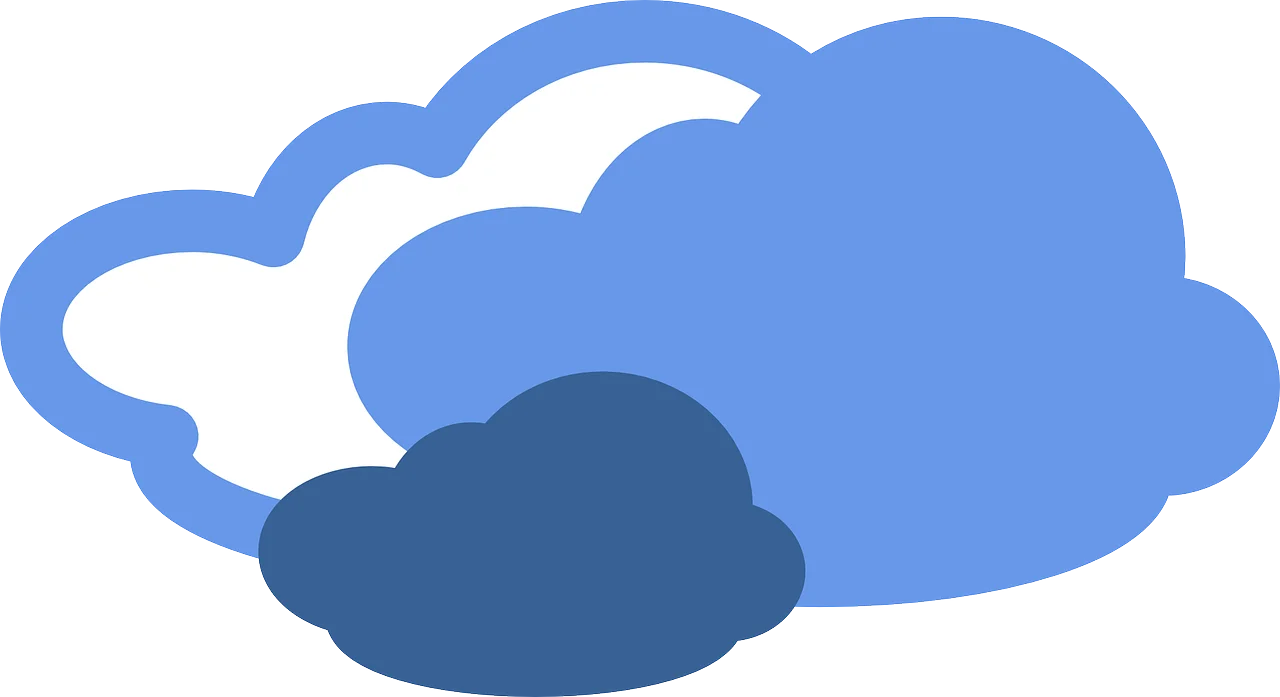 Stylized Blue Sky Layers Softly Overlapping Cloud Computing Clipart Design