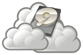 Stylized Cloud Storage Technology Clipart with Glossy Disk Icon
