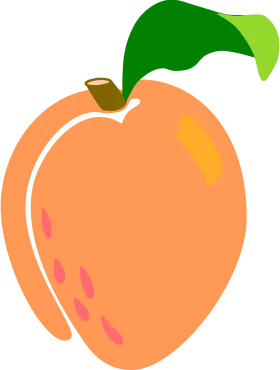 Stylized Peach Clipart Illustration with Soft Curves and Leafy Green Accent