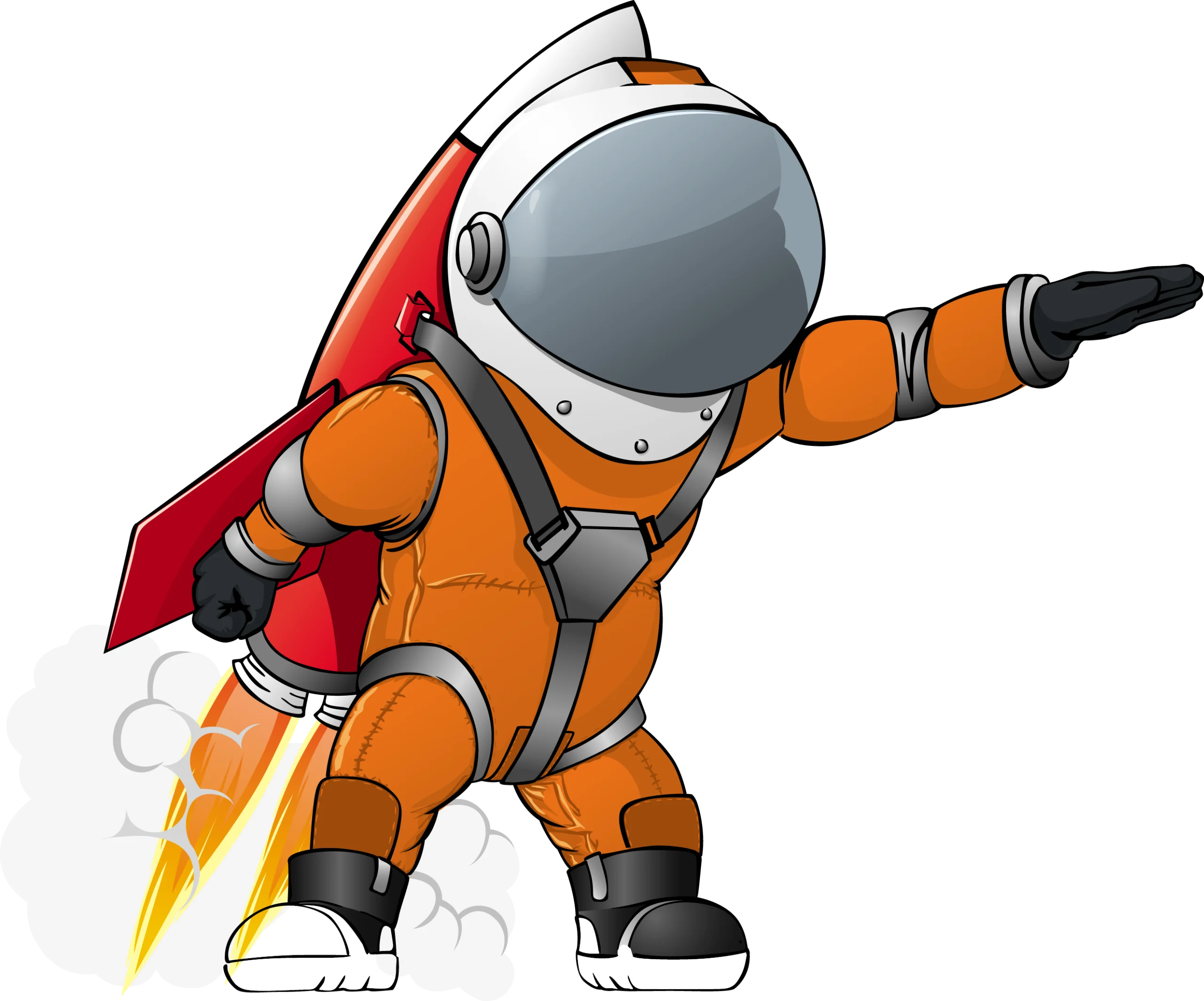 Adventurous Space Explorer Rocket Propulsion Cartoon Astronaut Clipart Design