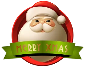 Cheerful Santa Claus Christmas Clipart with Festive Green Merry Xmas Banner