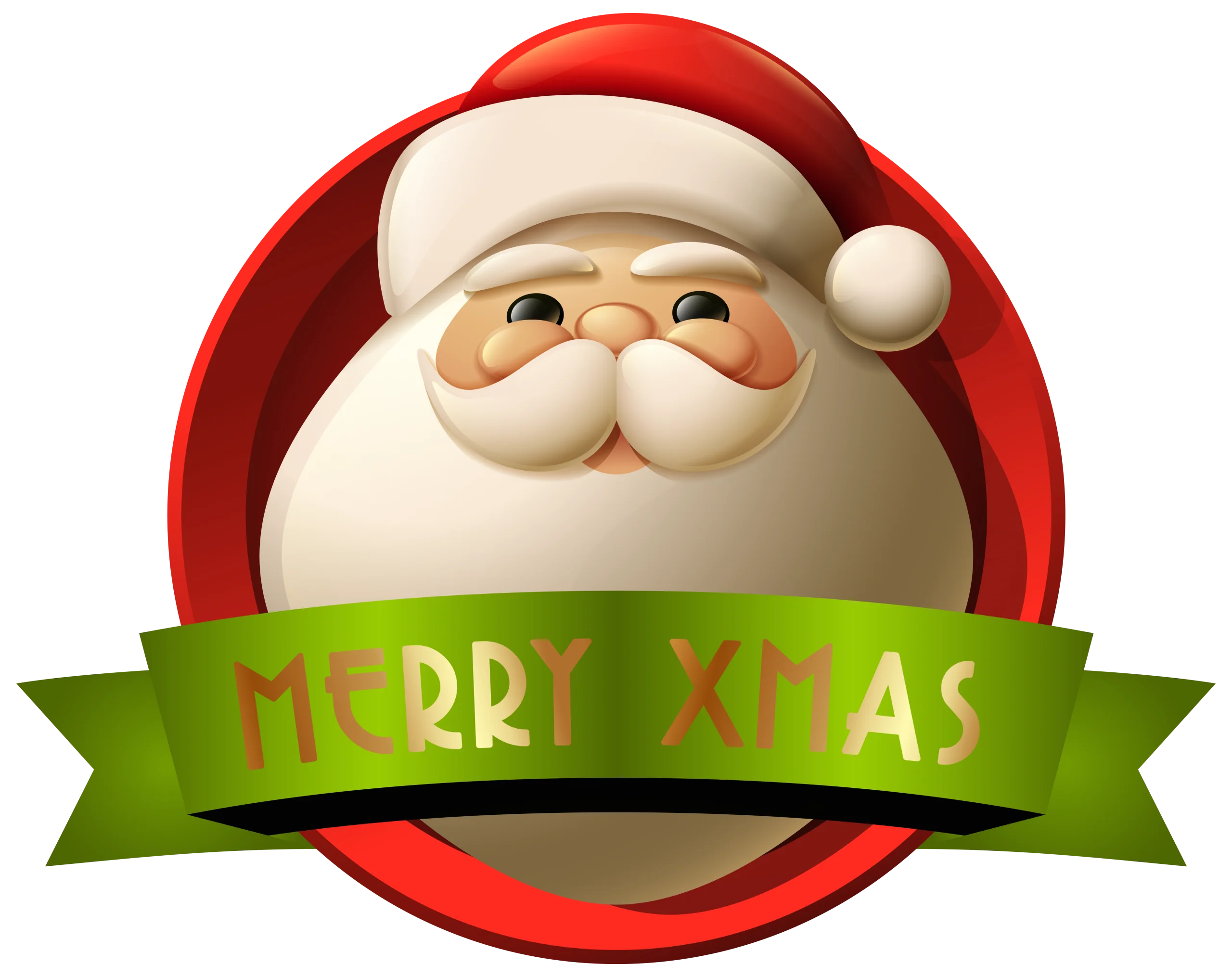 Cheerful Santa Claus Christmas Clipart with Festive Green Merry Xmas Banner