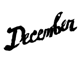 Elegant Black Handwritten December Calligraphy Clipart Design with Flowing Script