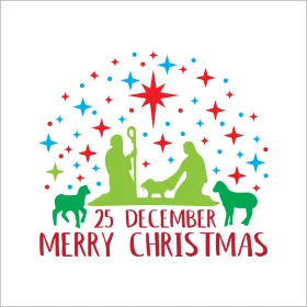 Enchanting Christmas Eve Nativity Scene Clipart with Festive Starry Background