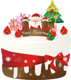 Festive Christmas Cake Clipart with Santa, Gingerbread Friends and Holiday Cheer