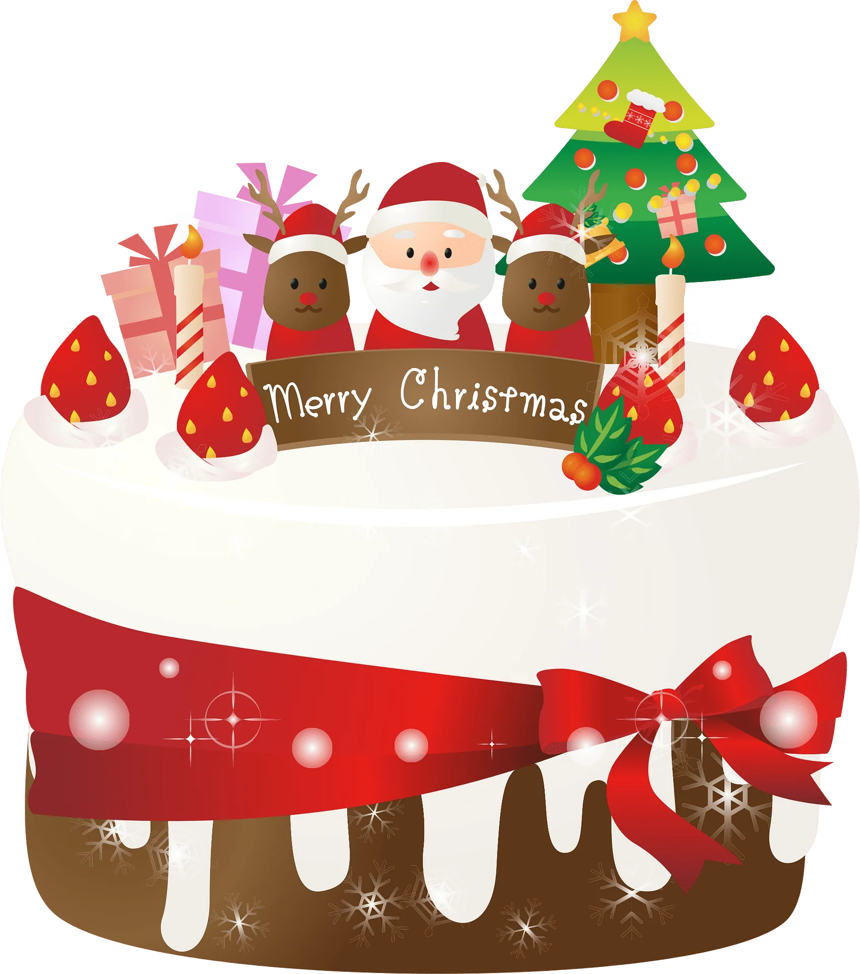 Festive Christmas Cake Clipart with Santa, Gingerbread Friends and Holiday Cheer