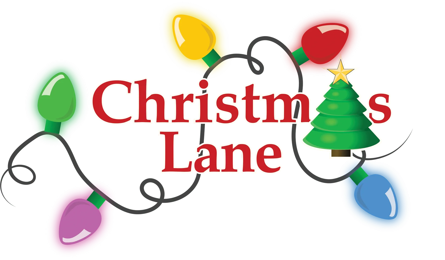 Festive Christmas Lane Clipart with Colorful Twinkling Holiday Lights Design