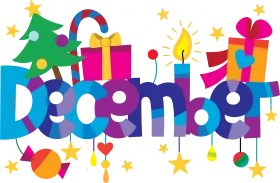 Festive December Celebration Clipart with Colorful Holiday Elements