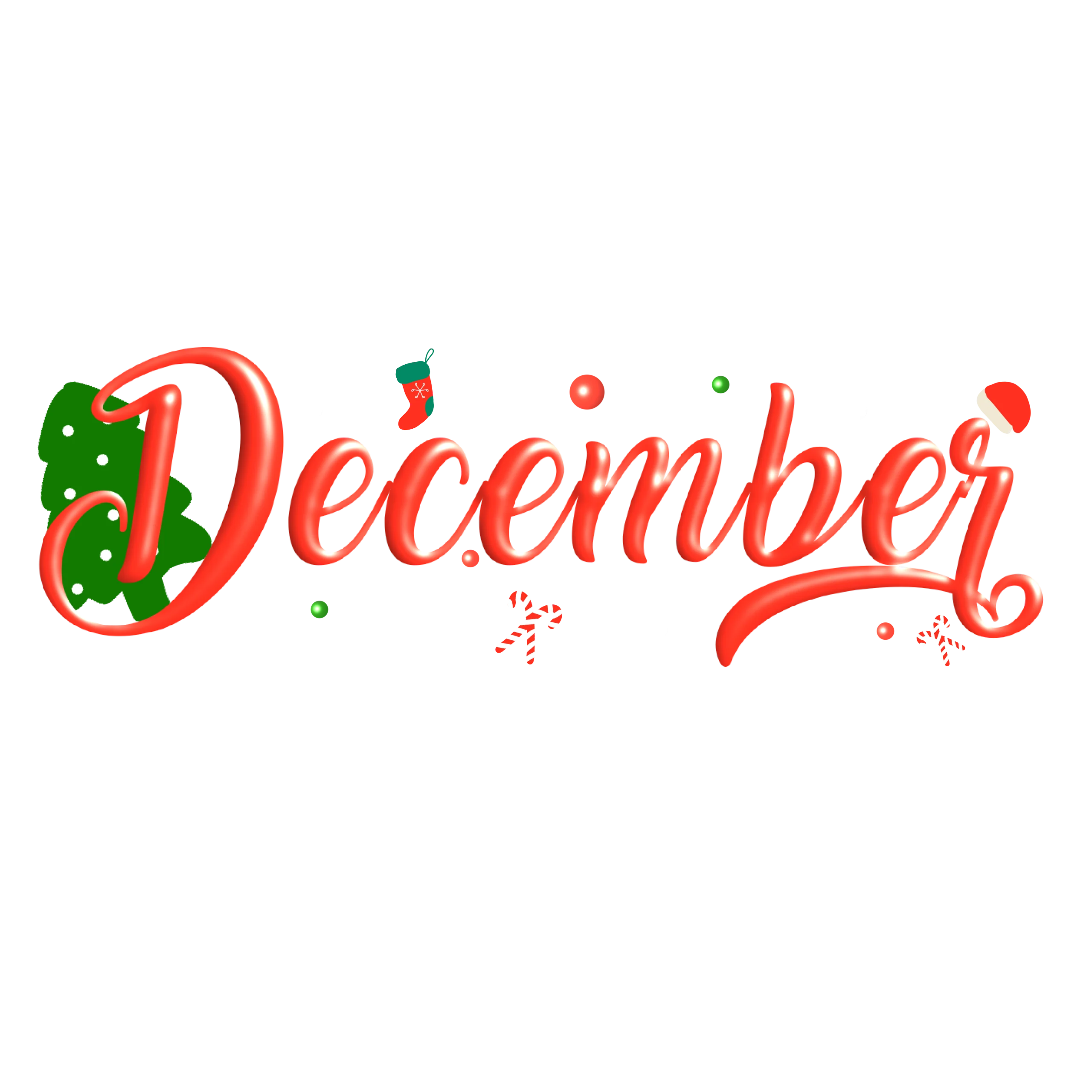 Festive December Lettering Clipart with Holiday-Inspired Calligraphy Design