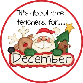 Festive December Teachers Celebration Clipart with Holiday Characters
