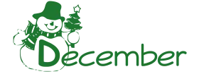 Festive Green Monochrome December Snowman Clipart with Seasonal Charm
