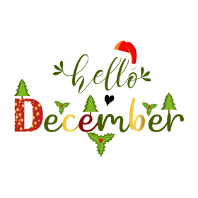 Festive Hello December Seasonal Greeting Clipart with Holiday Cheer