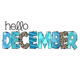 Hello December Winter Season Festive Clipart Design with Decorative Typography