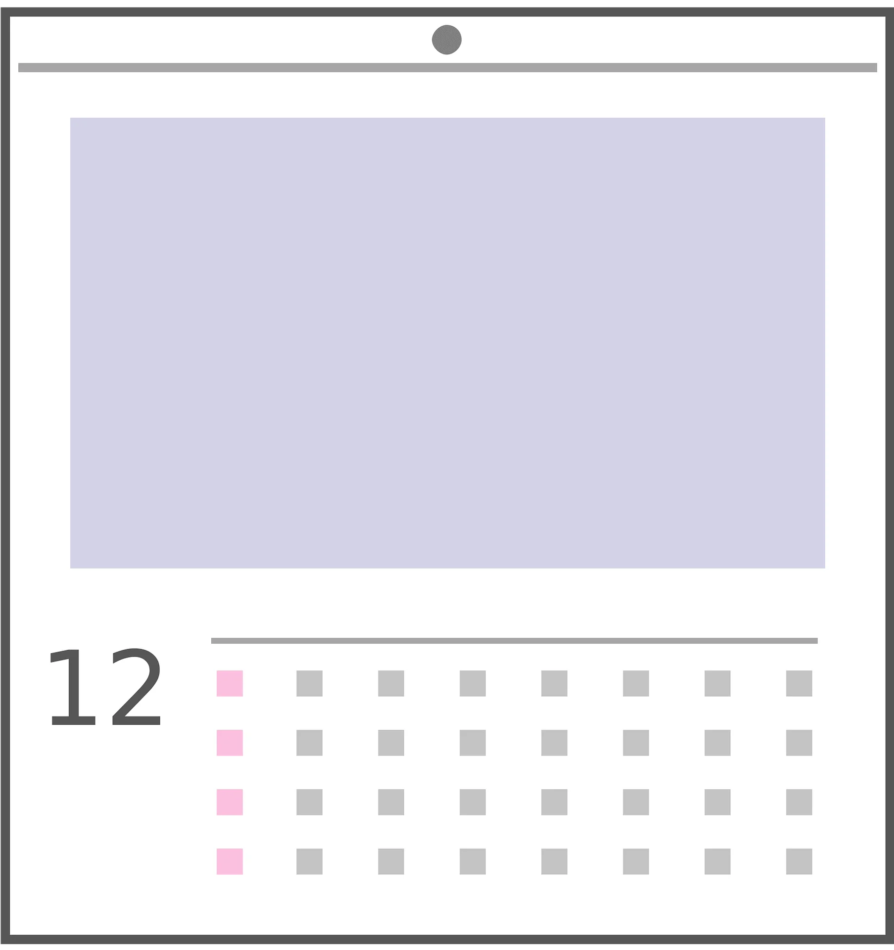 Minimalist December Calendar Clipart Design with Soft Pastel Color Palette