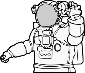 Monochrome Space Explorer Astronaut Clipart with Iconic Spacesuit Design