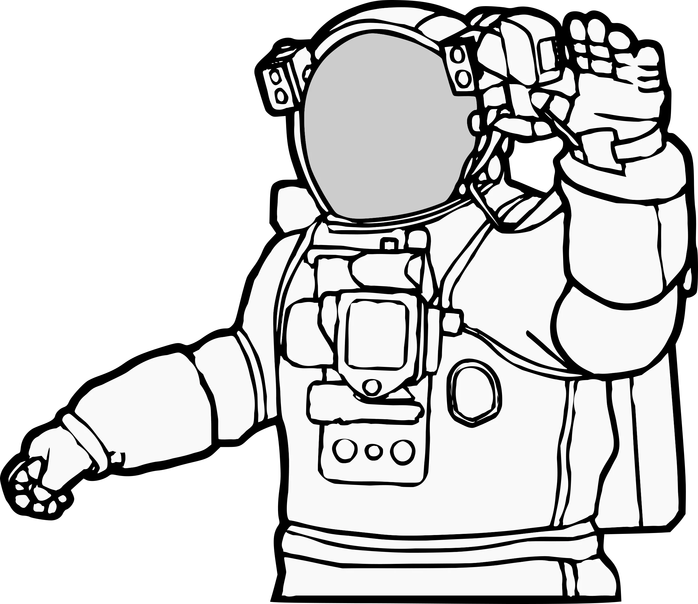Monochrome Space Explorer Astronaut Clipart with Iconic Spacesuit Design