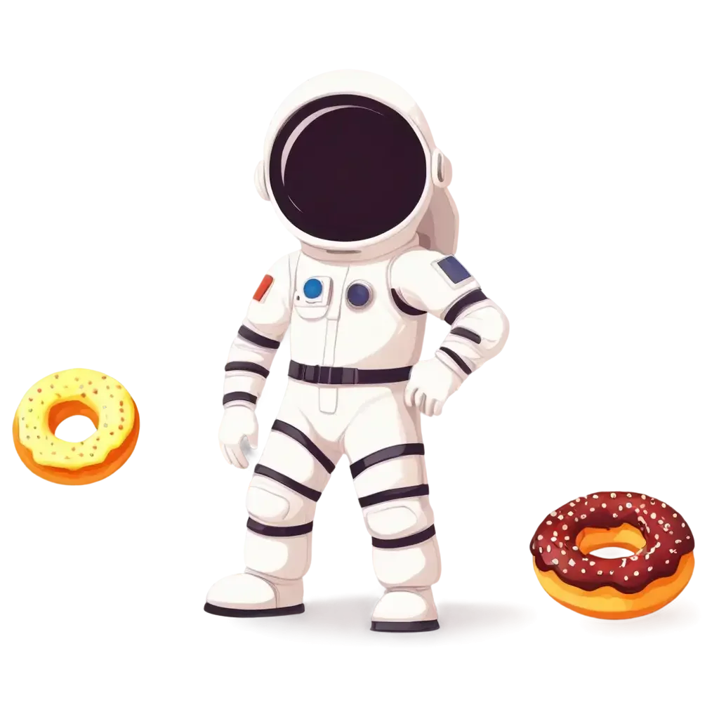 Playful Space Explorer Astronaut Clipart with Delectable Donut Companions