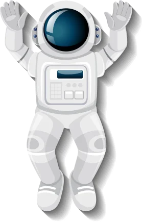 Stylized Astronaut Clipart: A Whimsical Space Explorer in Pure White Spacesuit