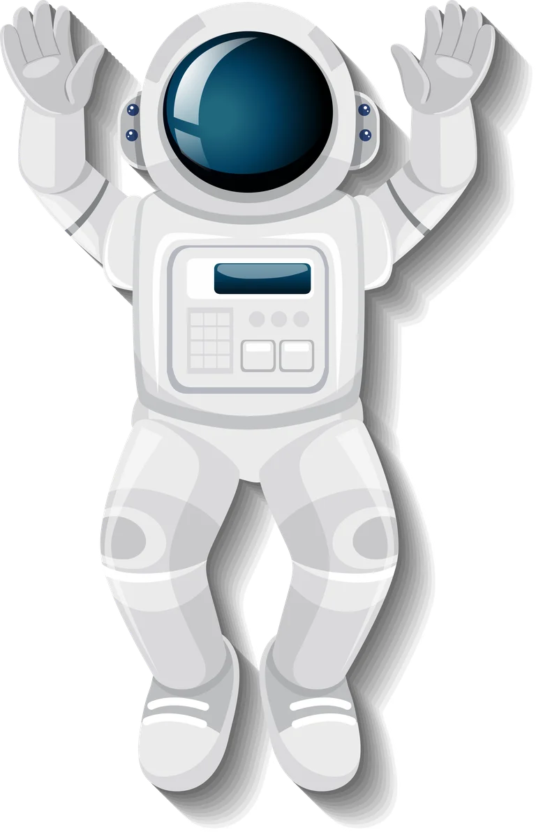 Stylized Astronaut Clipart: A Whimsical Space Explorer in Pure White Spacesuit