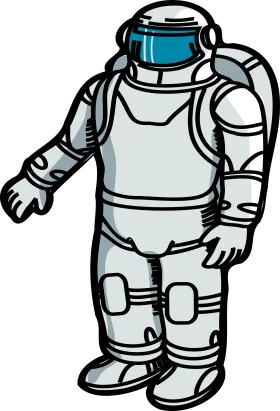 Stylized Retro Space Explorer Astronaut Clipart Design with Protective Suit