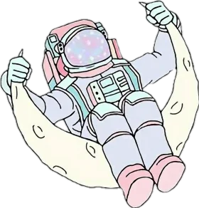 Whimsical Space Explorer Relaxing on Crescent Moon Cute Astronaut Clipart Design
