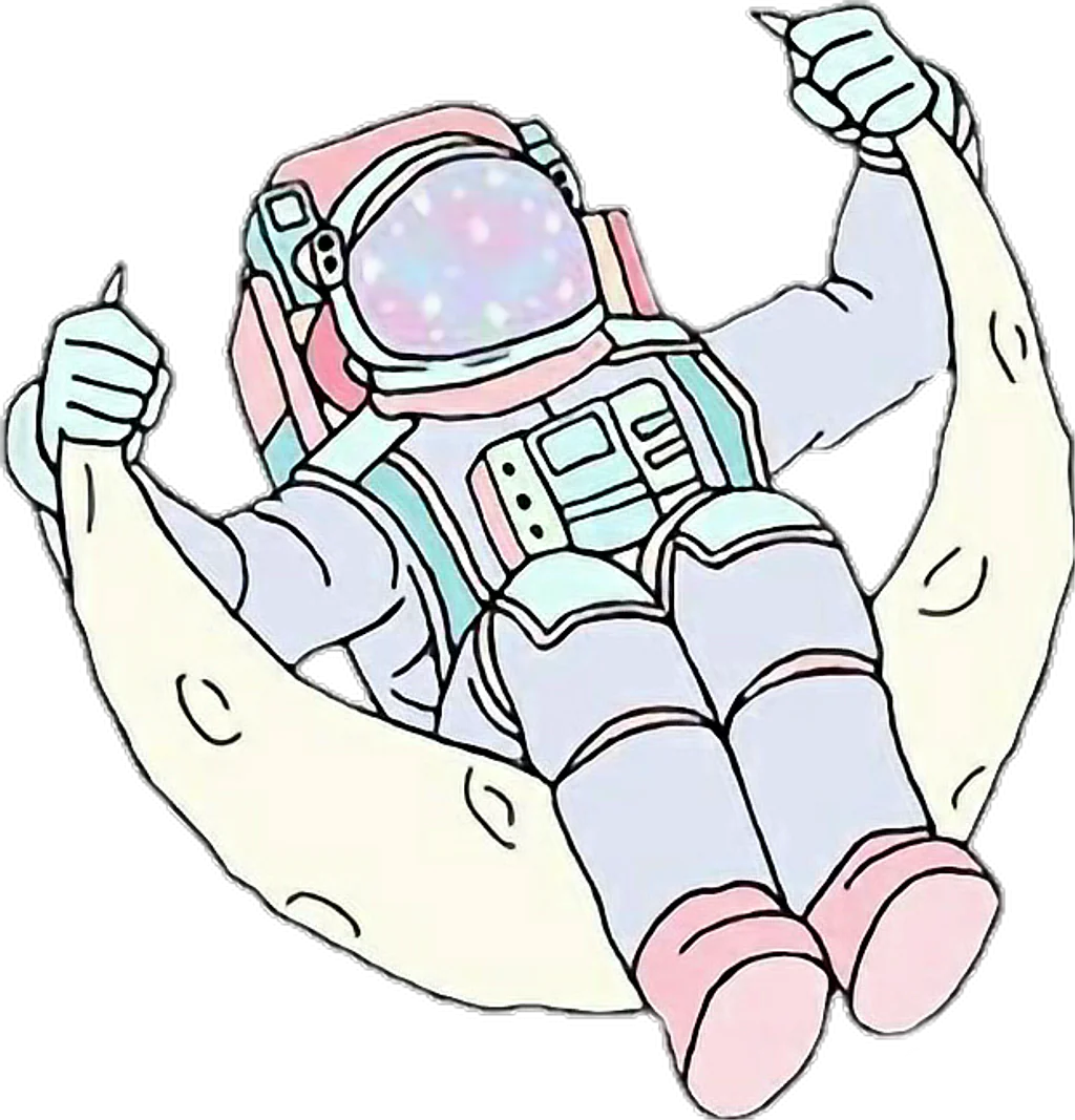 Whimsical Space Explorer Relaxing on Crescent Moon Cute Astronaut Clipart Design
