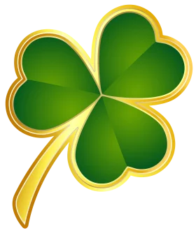 Lucky Four-Leaf Clover Shamrock Golden Border Clipart Design Element