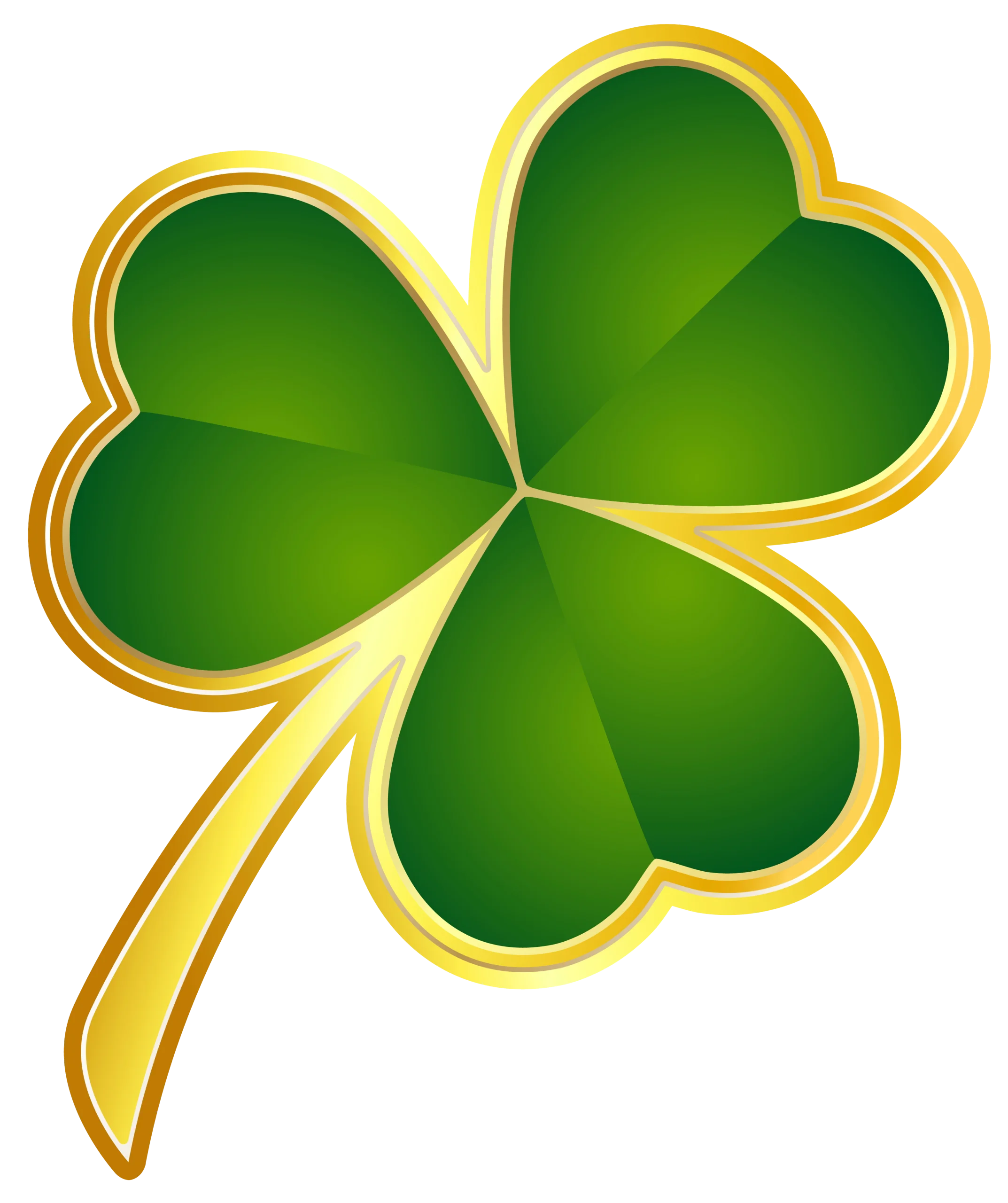 Lucky Four-Leaf Clover Shamrock Golden Border Clipart Design Element