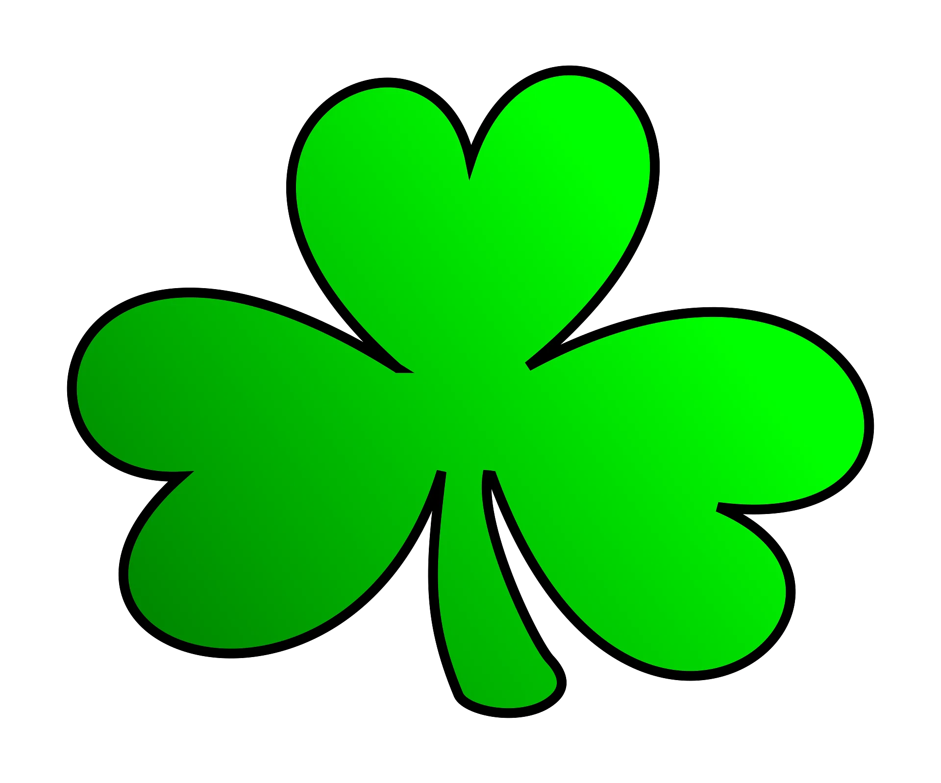 Classic Green Shamrock Clipart: Iconic Three-Leaf Clover Symbol of Irish Heritage
