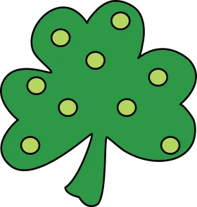 Classic Green Shamrock Clipart with Golden Dotted Accent Spots