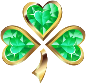 Elegant Emerald Shamrock Clipart with Golden Trim - St. Patrick's Day Symbol