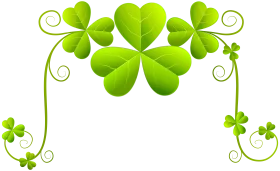 Elegant Green Shamrock Clover Leaf Clipart Design with Swirling Decorative Elements