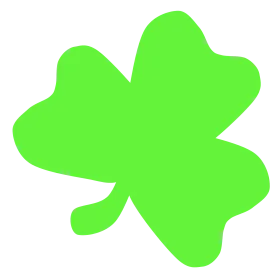 Emerald Green Four-Leaf Clover Clipart: Lucky Symbol of Irish Heritage and Good Fortune