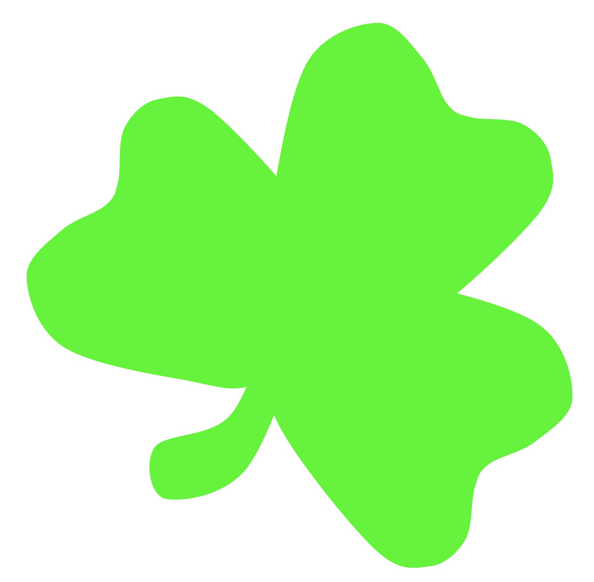 Emerald Green Four-Leaf Clover Clipart: Lucky Symbol of Irish Heritage and Good Fortune