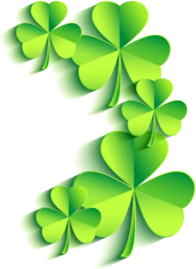 Enchanting Green Shamrock Clipart with Layered Three-Leaf Clover Designs