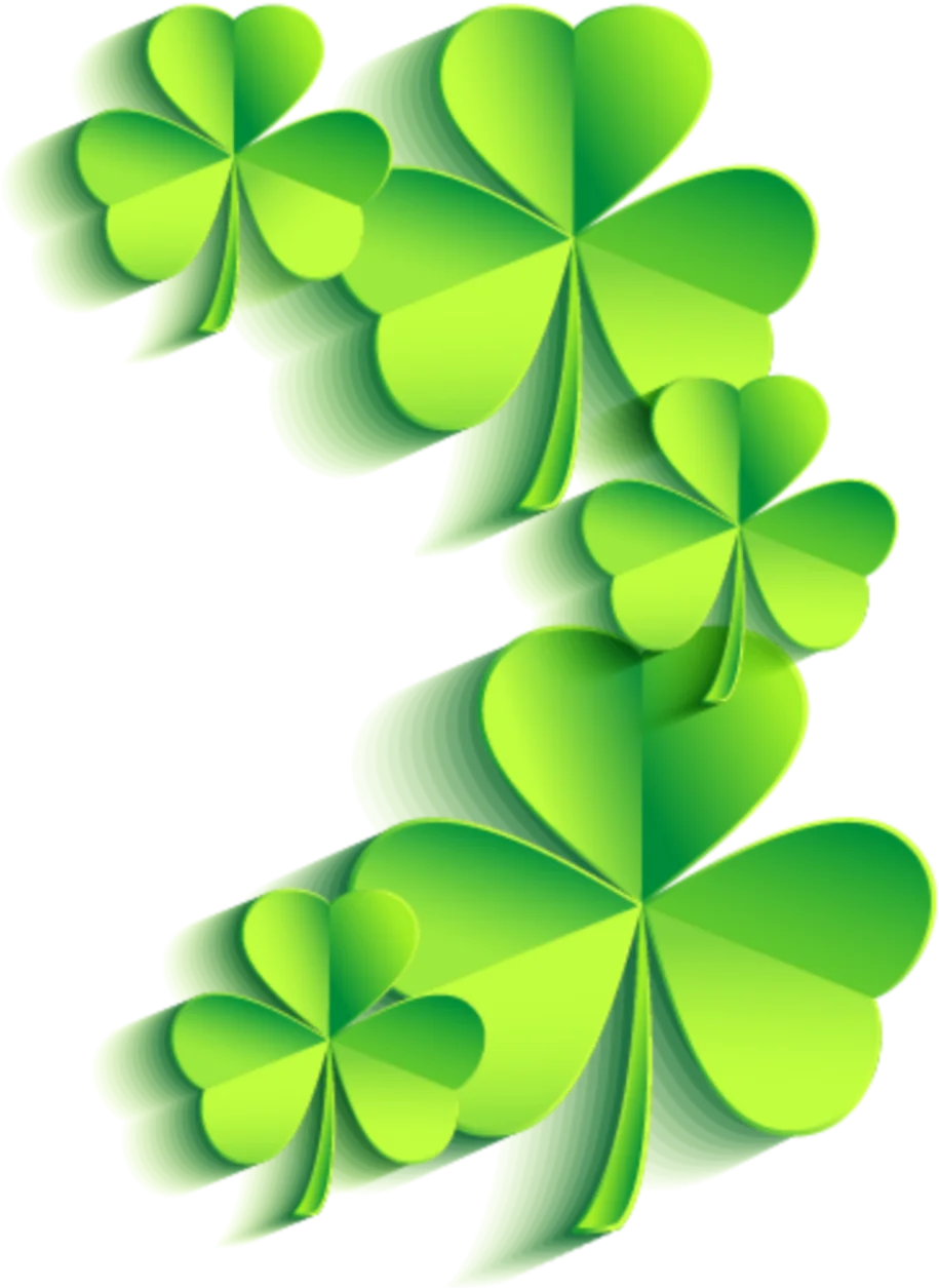 Enchanting Green Shamrock Clipart with Layered Three-Leaf Clover Designs