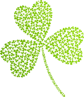 Enchanting Three-Leafed Shamrock Clipart Composed of Tiny Green Clovers