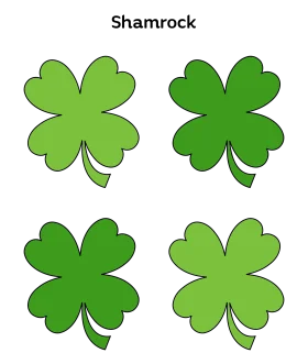 Four-Leaf Clover Shamrock Clipart Collection: Lucky Green Icons
