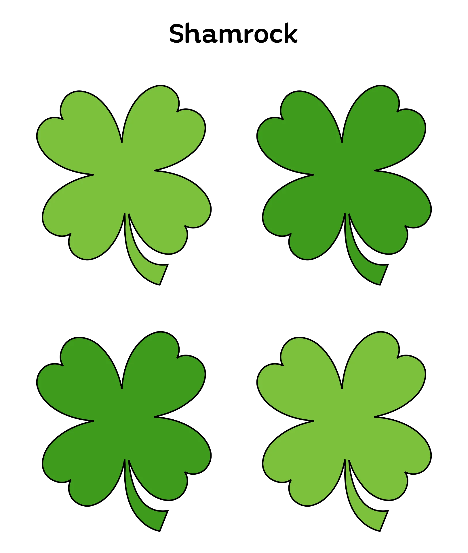 Four-Leaf Clover Shamrock Clipart Collection: Lucky Green Icons