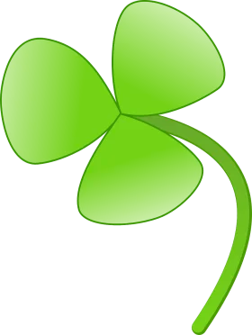 Lucky Green Four-Leaf Clover Shamrock Clipart Design for St. Patrick's Day
