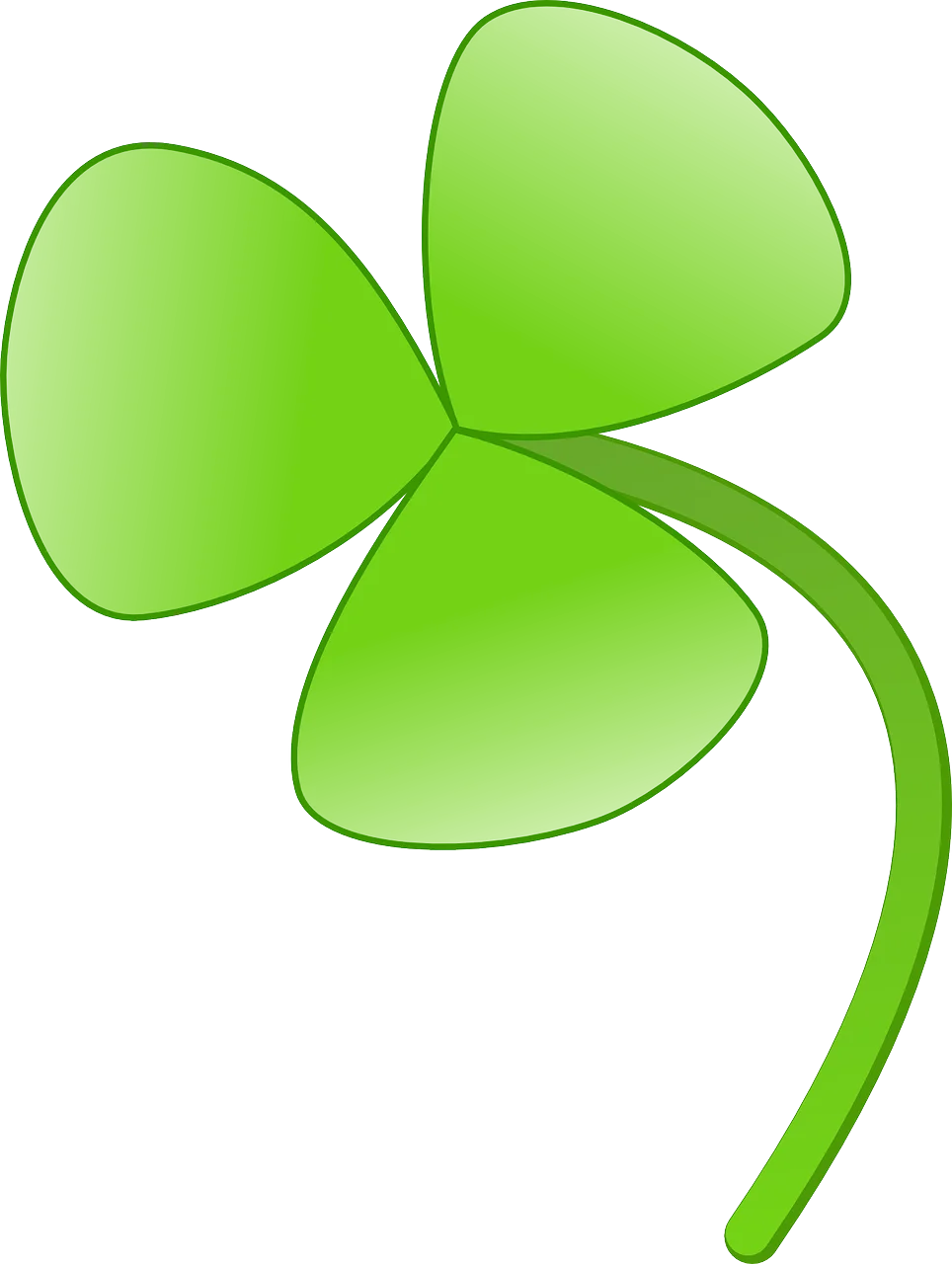 Lucky Green Four-Leaf Clover Shamrock Clipart Design for St. Patrick's Day