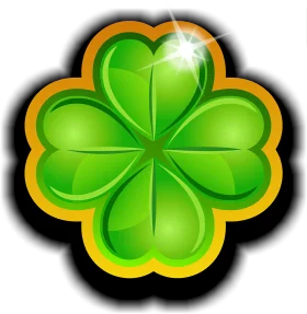 Luminous Four-Leaf Clover Clipart: Lucky Charm with Glossy Green Petals